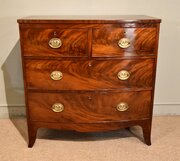 19th Century Mahogany Bow Front Chest Of Drawers