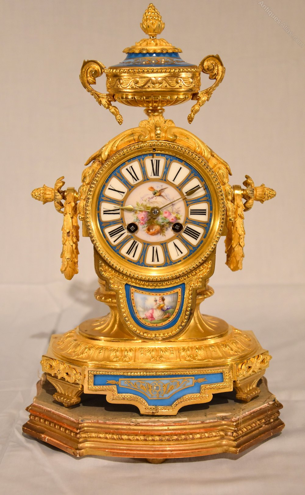 Antiques Atlas A French Porcelain Mounted Ormolu Mantel Clock