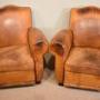 French Art Deco Leather Club Armchairs