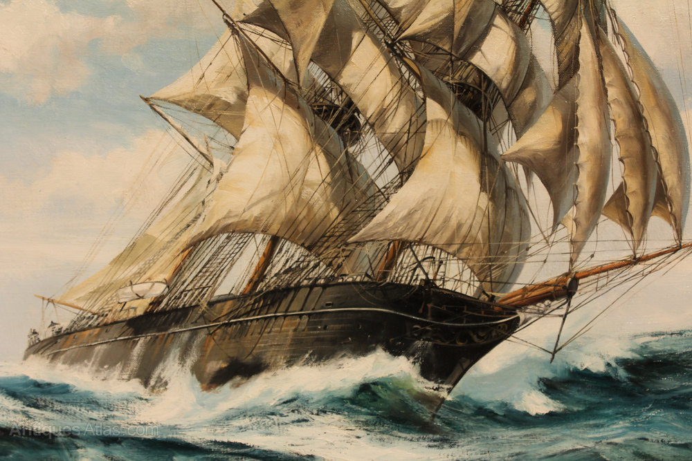 Antiques Atlas "Full Sail" Oil Painting By Barry Mason