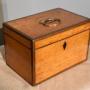 George III satinwood tea chest with trade labels