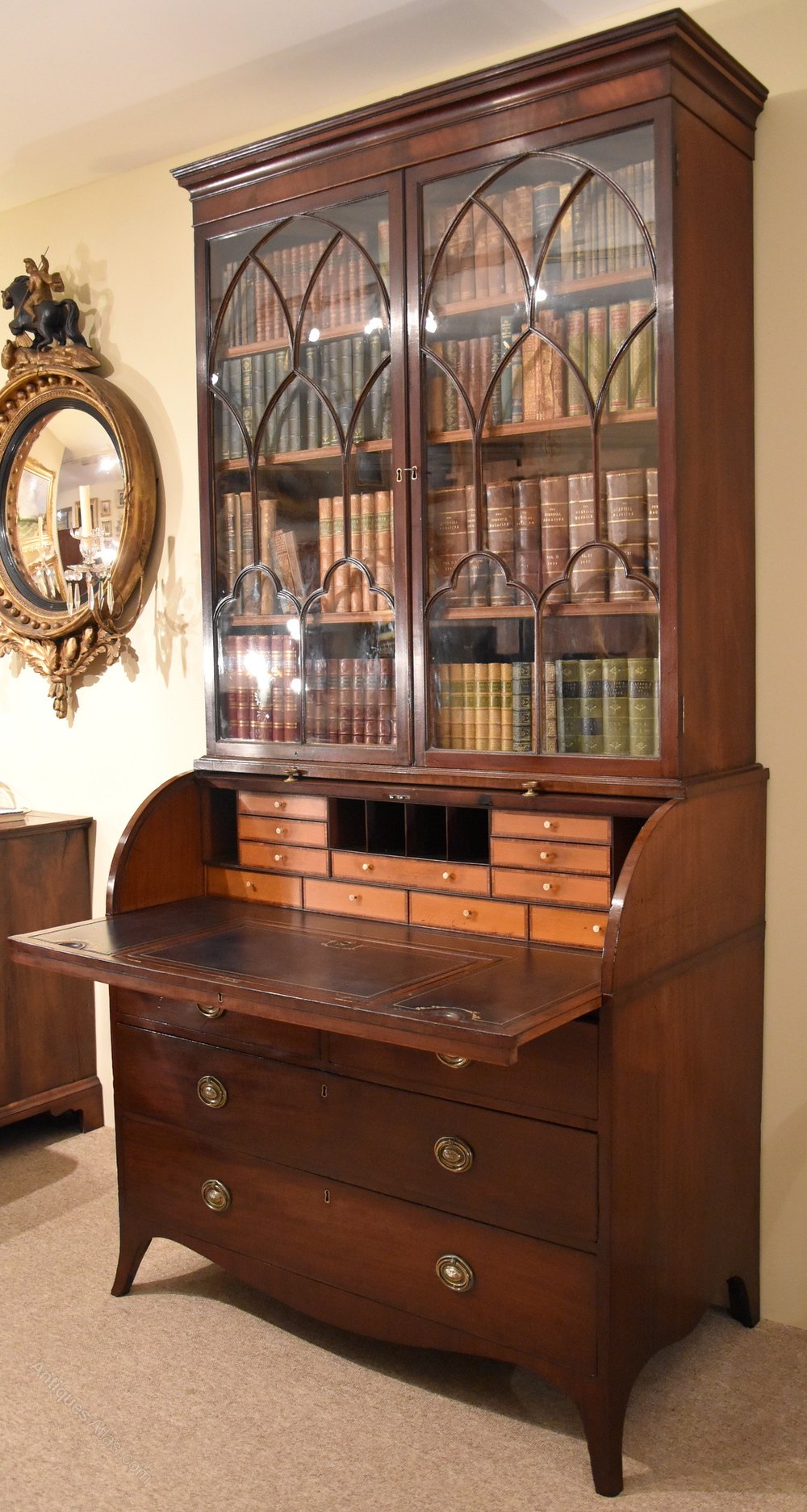 Late Regency Mahogany Cylinder Bookcase Desk Antiques Atlas