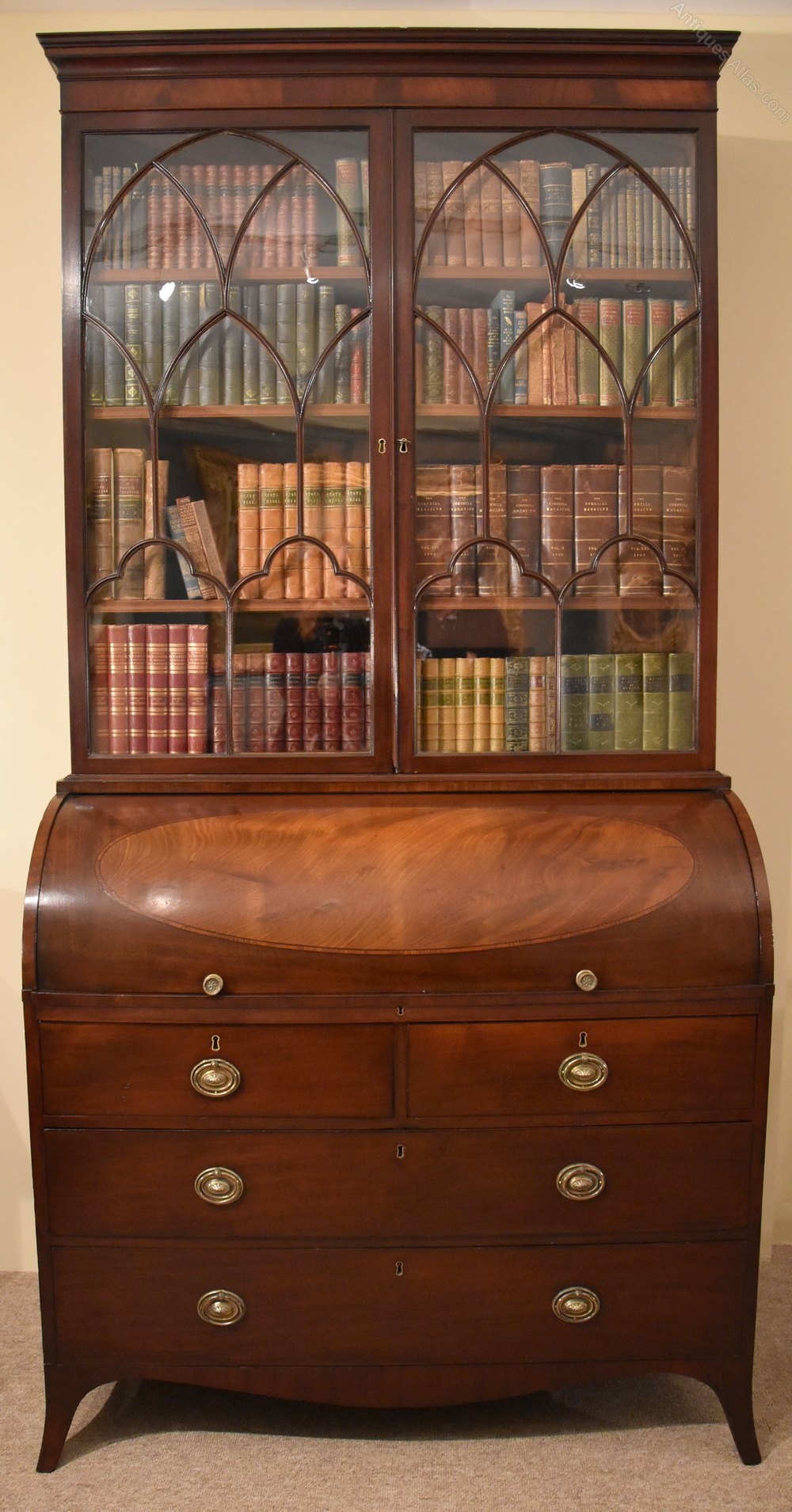 Late Regency Mahogany Cylinder Bookcase Desk Antiques Atlas