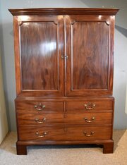Mid 18th Century Mahogany Linen Press