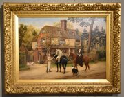 Oil Painting By Arthur Longley Vernon "At The Blacksmiths" 