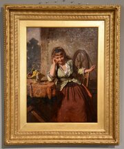 Oil Painting By Edwin Thomas Roberts "Eavesdropper