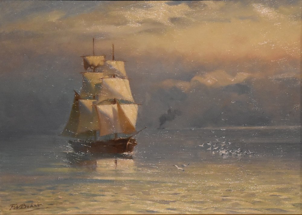 Antiques Atlas Oil Painting By Frederick Wood Baker "A Morning Calm"