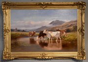 Oil Painting By William Vivian Tippet "Cattle Watering"