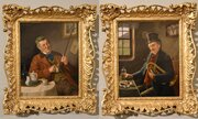 Oil Painting Pair By Hermann Armin Kern "The Trumpeter 