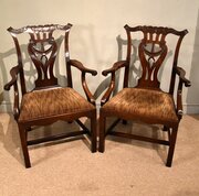 Pair Of Chippendale Period Cuban Mahogany Armchair