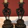 Pair of English Regency bronze candlesticks