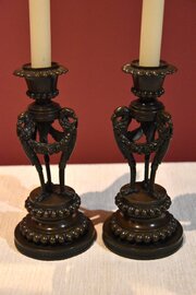 Pair Of English Regency Bronze Candlesticks