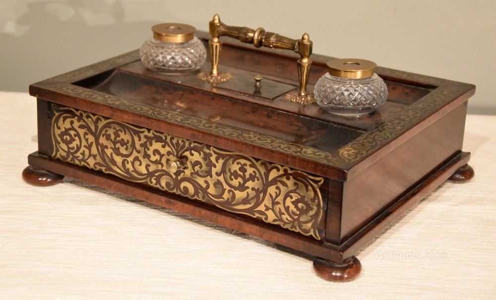 Regency Rosewood And Brass Desk Set