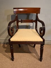 Regency Period Mahogany Scroll Armchair