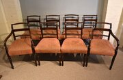 Set Of Eight Regency Rope-back Dining Chairs