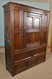 17th C Oak Wardrobe And Press Of Small Stature