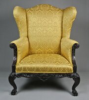 Carved Georgian Mahogany Wing Arm Chair