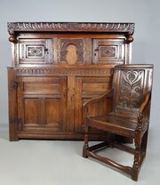 Cromwellian Oak Court Cupboard - Dated And Initals