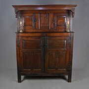 Early Dated English Oak Court Cupboard - 1723