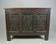 Early English Carved Oak Coffer C. 1600