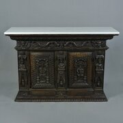  Early Figural Carved Oak Livery Cupboard C. 1620