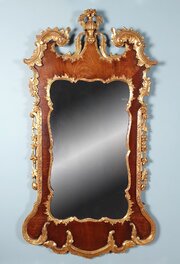 English George II Walnut And Parcel Gilt Mirror