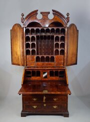 Queen Anne Burr Walnut Bureau Bookcase c 1710