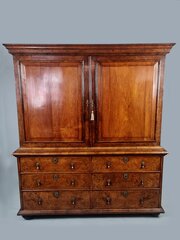 Queen Anne Burr Walnut Press Cupboard C. 1700