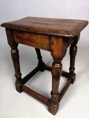 Queen Anne Oak And Elm Joint Stool C. 1700