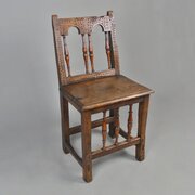 Rare Walnut And Yew Spindle Back Stool Chair