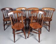 Set Of Six Victorian Fruitwood Penny Chairs C. 189