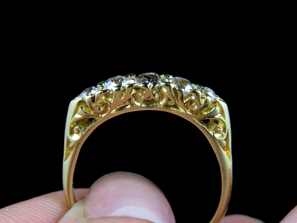Antiques Atlas Victorian 18kt Gold And Diamond Five Stone Ring