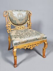 Waugh & Son Chinese Chippendale Giltwood Chair 