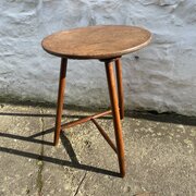 18thC Primitive Welsh Oak & Yew Cricket Table 