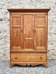 Victorian Welsh Pine Wardrobe With Drawer