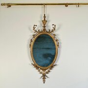 18th C Giltwood Oval Mirror - Robert Adam Manner