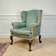 19th C George II Style Mahogany Wing Chair
