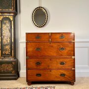 19th C Mahogany Campaign Military Chest