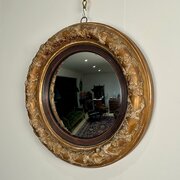 Early 19th C Giltwood Convex Mirror
