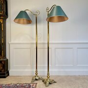 Fabulous Pair Of Edwardian Brass Floor Lamps