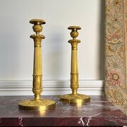 Striking Pair Of 19th C Ormolu Candlesticks