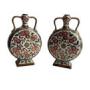 Pair Of Enamelled Porcelain Moon Flasks