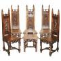 1880 Six Steeple Back Gothic Revival Dining Chairs