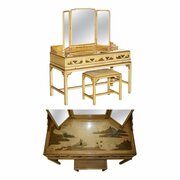 1920s Chinese Chinoiserie Dressing Table & Stool