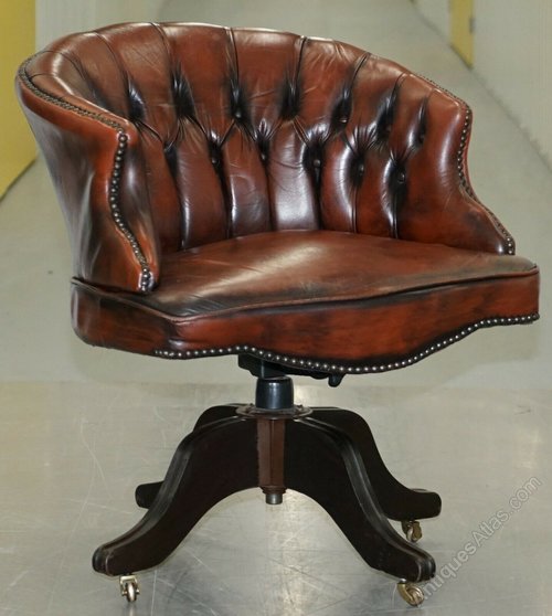 Antiques Atlas 1967 Stamped Chesterfield Leather Captains Chair