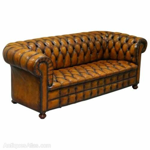 1 Of 2 Hand Dyed Restored Chesterfield Leather Sofa Antiques Atlas