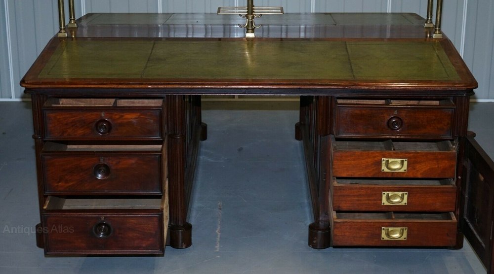 C.1840 Honduras Mahogany Bankers Partners Desk Antiques Atlas