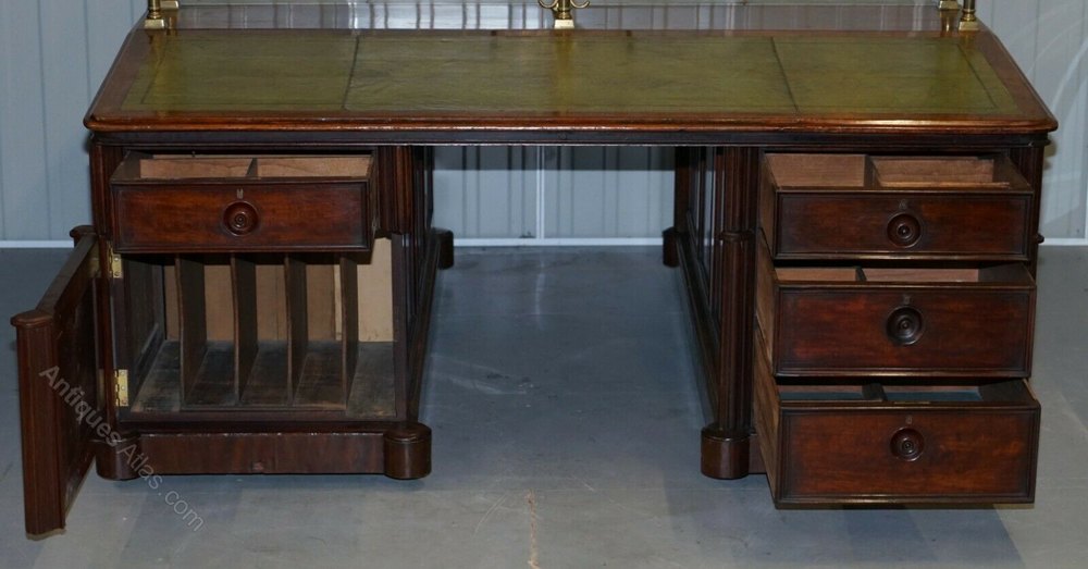 C.1840 Honduras Mahogany Bankers Partners Desk Antiques Atlas