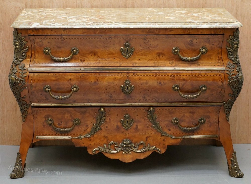 C.1900 French, Marble Top Bombe Chest Of Drawers Antiques Atlas