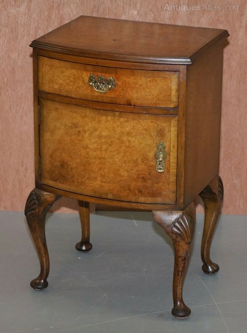 Antiques Atlas C.1950's Burr Walnut Queen Anne Bedside Table